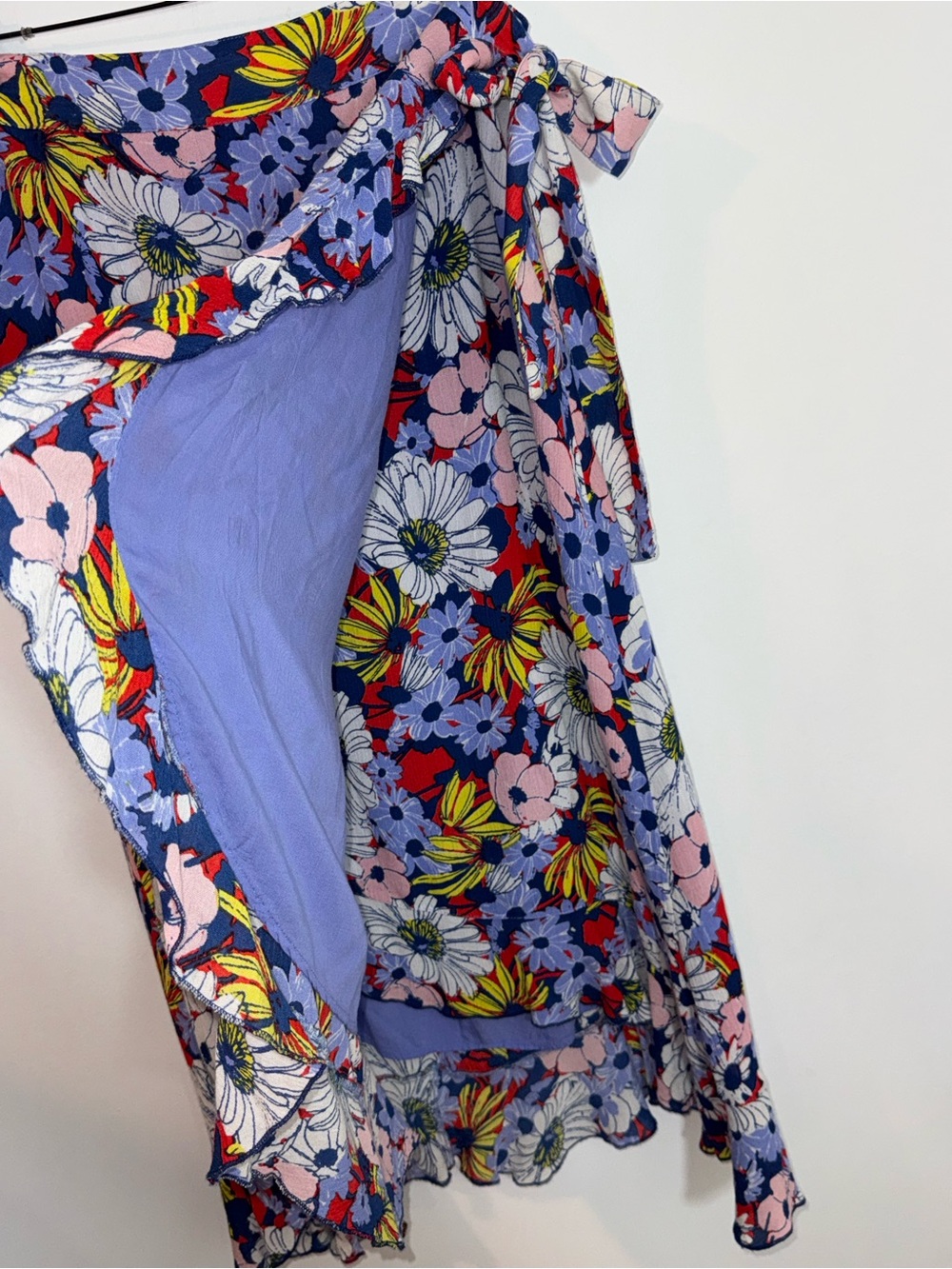 Maeve Blue Floral Asymmetrical Wrap Skirt - Picture 4 of 9